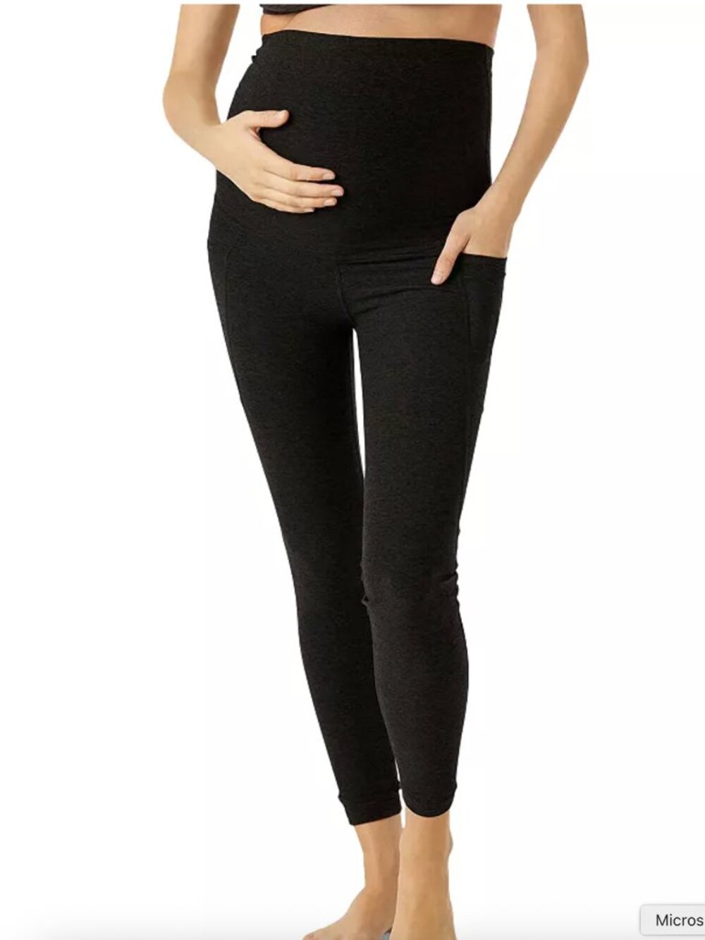 Beyond the Bump Yoga High-Waist Black Spacedye Pocket Maternity Leggings Large